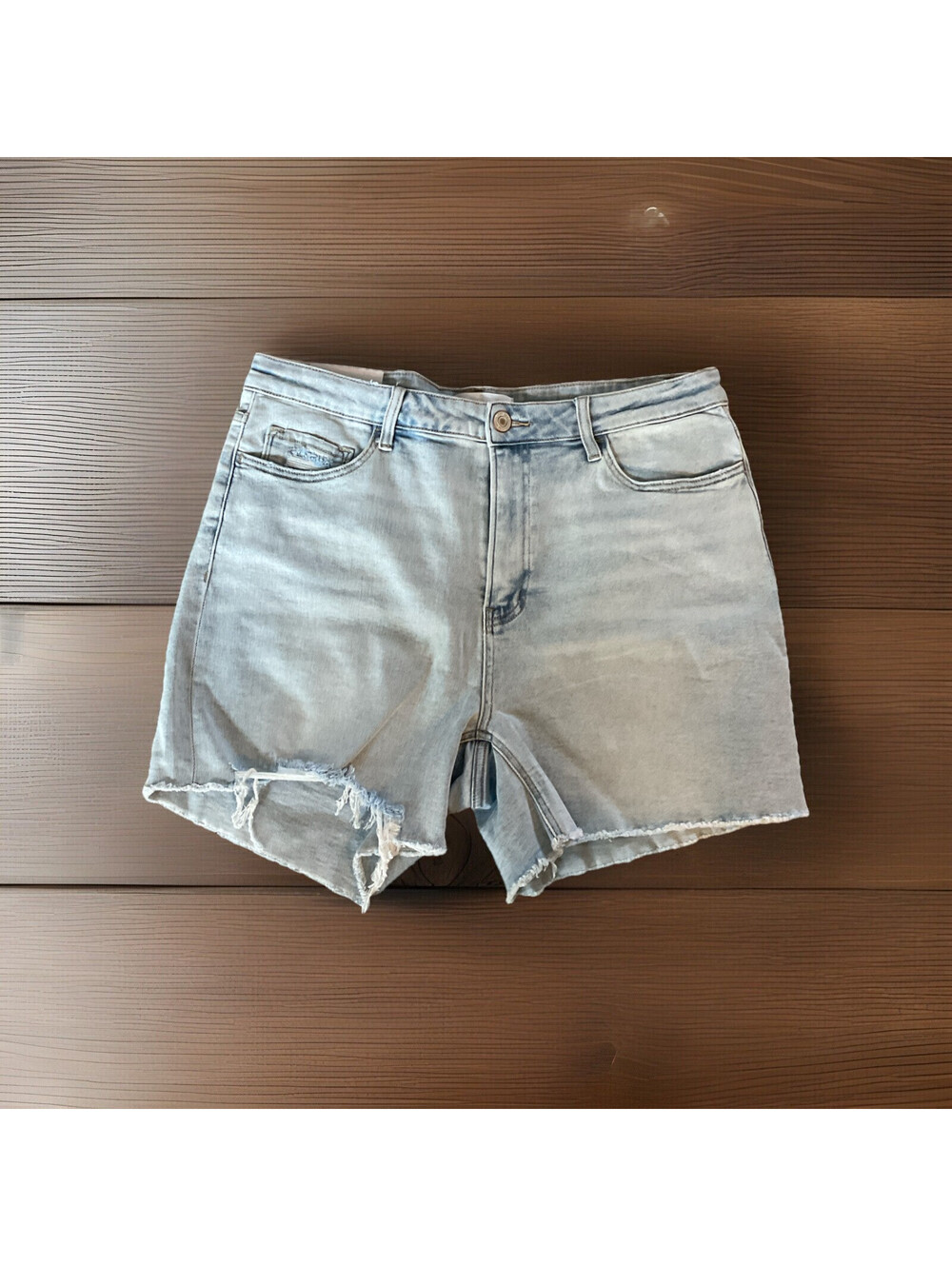 Vervet Rebecca Hi-Rise Cut-Off Denim Shorts, Womens 2X NWT Cotton Blend